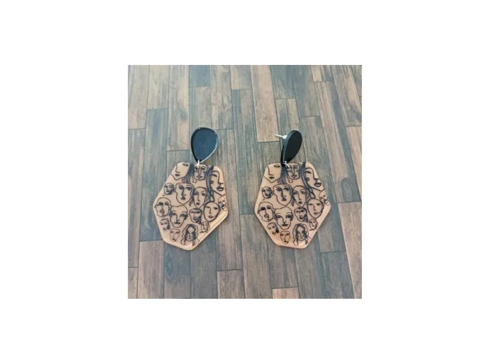 Boucles d'oreilles tendance art Noir-taupe